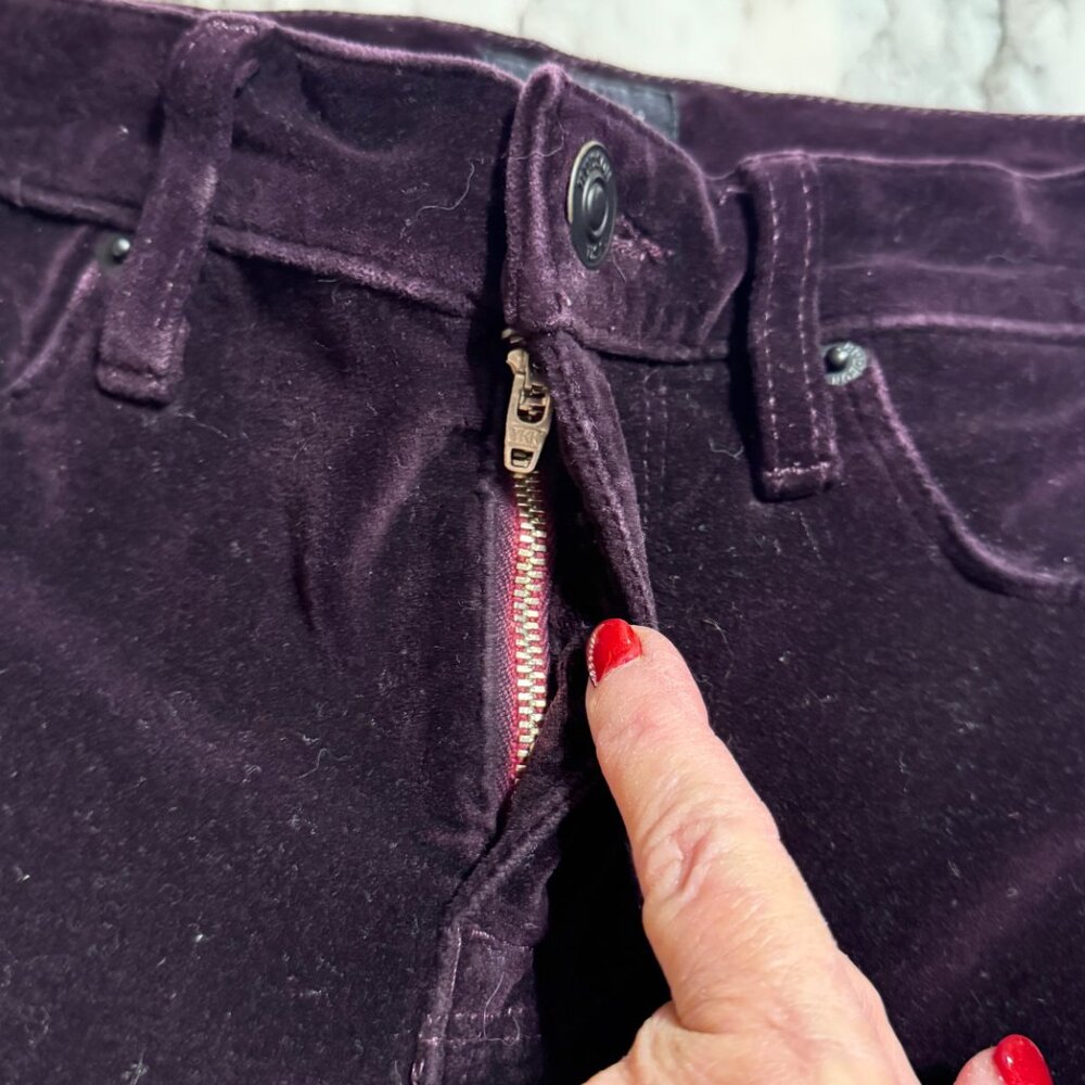 HUDSON Nico Midrise Velvet Skinny Jeans in Dark Plum - Picture 8 of 12